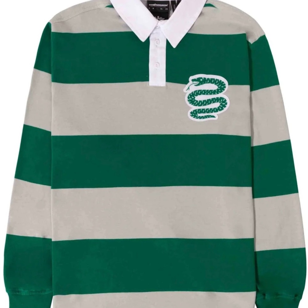The Hundreds x Harry Potter Slytherin House Green and White Rugby Shirt